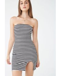 black and white striped tube dress
