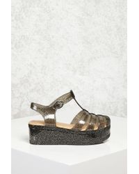 glitter jelly platform sandals