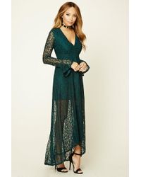 hunter green lace maxi dress