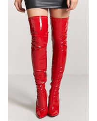 red leather high boots