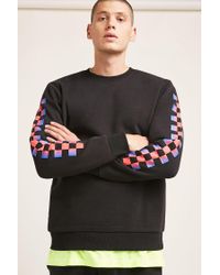 checkered sleeve sweatshirt