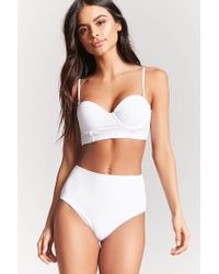 Forever 21 Synthetic High-waisted Bikini Bottoms in White - Lyst
