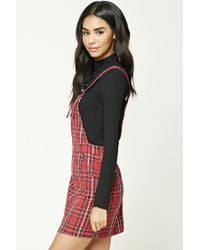 black and white plaid overall dress