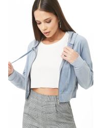 light blue cropped zip up hoodie