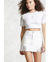 forever 21 white denim skirt
