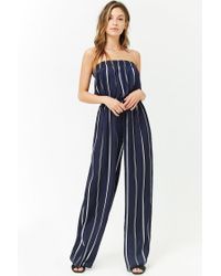 navy blue strapless jumpsuit