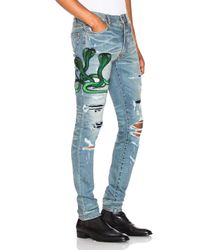 Amiri Cotton Art Patch Snake Jean in Blue for Men - Lyst
