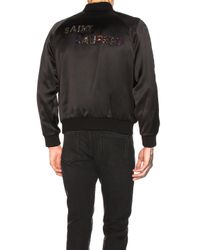 Saint Laurent Black Teddy Varsity Jacket for men