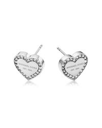 Michael Kors - Metallic Heritage Stainless Heart Earrings W/crystals - Lyst
