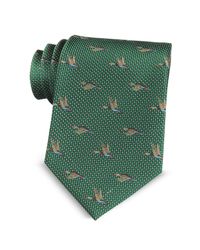 Marina D'este - Green Flying Duck Woven Silk Tie for Men - Lyst