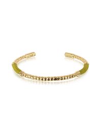 Aurelie Bidermann - Metallic Soho Serpent 18k Gold-plated Bangle W/khaki Thread - Lyst