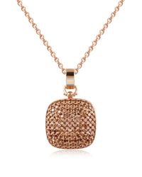 Azhar - Pink Cubic Zirconia And Sterling Silver Square Pendant Necklace - Lyst
