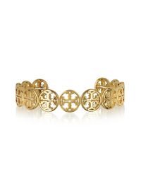 Tory Burch - Metallic Frozen Logo Cuff Goldtone Bracelet - Lyst