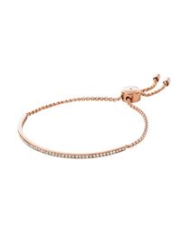 Michael Kors - Metallic Brilliance Rose Gold Tone Metal Bracelet W/crystals - Lyst