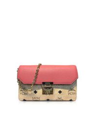 MCM - Pink Medium Coral Blush Millie Visetos Leather Block Flap Crossbody Bag - Lyst