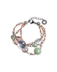 Antica Murrina - Redentore 1 - Pink And Green Murano Glass Drops & Silver Leaf Bracelet - Lyst