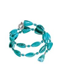 Antica Murrina - Blue Marina 1 Rigido - Turquoise Green Murano Glass And Silver Leaf Bracelet - Lyst