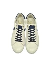 D’Acquasparta - Davis Distressed Off White Leather And Blue Nubuck Men's Sneaker for Men - Lyst