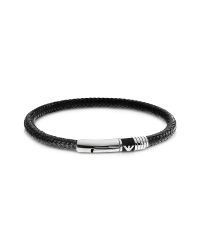 Emporio Armani | Black Iconic Woven Stainless Steel Men's Bracelet for Men | Lyst