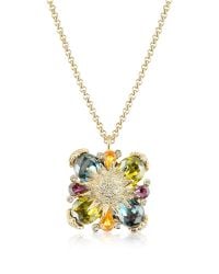 AZ Collection - Metallic Gold-plated Flower Drop Necklace - Lyst
