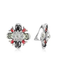 AZ Collection - Red Flower Clip-on Earrings - Lyst