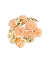 AZ Collection - Pink Roses Gold Plated Brooch - Lyst