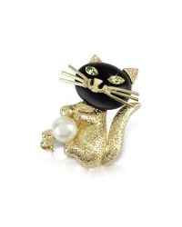 AZ Collection - Metallic Green-eyed Cat Pin - Lyst