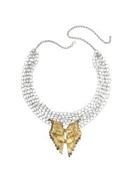 Bernard Delettrez - Metallic Silver Chains With Bronze Wings Necklace - Lyst