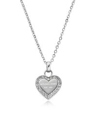 Michael Kors - Metallic Heritage Stainless Heart Necklace W/crystals - Lyst