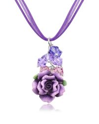 Dolci Gioie - Purple Rose Pendant W/lace - Lyst