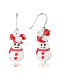 Dolci Gioie - White Snowman Pendant Earrings With Crystals - Lyst