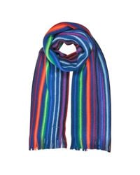 Paul Smith - Blue Neon Stripe Merino Wool Men's Scarf for Men - Lyst