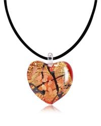 Antica Murrina - Passione - Red Gold And Black Murano Glass Heart Pendant - Lyst