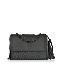 Tory Burch - Fleming Black Matte Small Convertible Shoulder Bag - Lyst