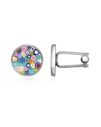 FORZIERI - Metallic Millefiori Murano Glass Silver Plated Cuff Links for Men - Lyst