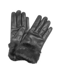 FORZIERI - Black Cashmere Lined Italian Leather Gloves With Fur - Lyst