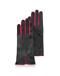 FORZIERI - Black & Fuchsia Cashmere Lined Leather Ladies' Gloves - Lyst