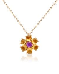 FORZIERI - Metallic Amethyst And Citrine Flower 18k Gold Pendant Necklace - Lyst
