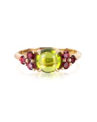 Mia & Beverly - Red Sapphires And Peridot 18k Rose Gold Ring - Lyst