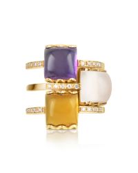 Mia & Beverly | Metallic Gemstone And Diamond 18k Rose Gold Ring | Lyst