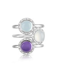 Mia & Beverly | Gemstone And Diamond 18k White Gold Ring | Lyst