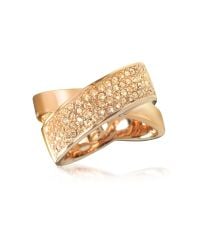 Michael Kors | Metallic Pave-crystal Twist Rose Golden Stainless Steel Women's Ring | Lyst