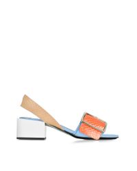 Jil Sander - Multicolor Python And Leather Mid-heel Sandal - Lyst