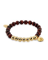 Northskull - Red Tiger Eye & Gold Skull Charm Bracelet for Men - Lyst