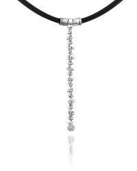Orlando Orlandini - Flirt - Diamond Drop 18k White Gold And Rubber Necklace - Lyst