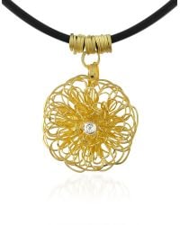 Orlando Orlandini - Central Diamond 18k Yellow Gold Pendant Necklace - Lyst