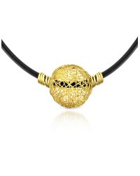 Orlando Orlandini - Arianna - 18k Yellow Gold Wire Pendant Rubber Necklace - Lyst