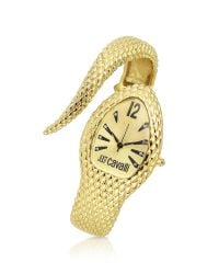Just Cavalli | Gray Poison - Golden Serpent Bracelet Watch | Lyst