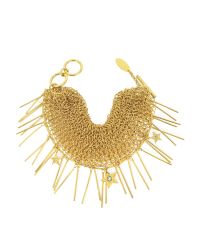 Roberto Cavalli - Gray Lux Golden Metal Mesh Bracelet W/crystals - Lyst
