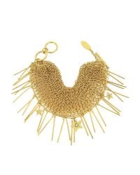 Roberto Cavalli - Metallic Lux Golden Metal Mesh Bracelet W/crystals - Lyst
